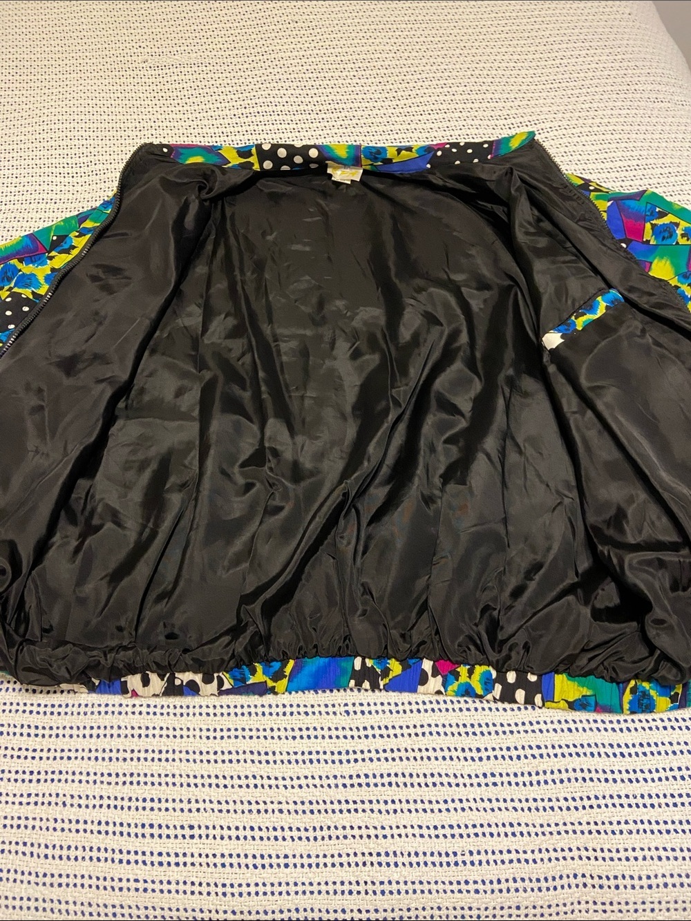 Vintage 80’s 90’s Vegas Retro Full Zip wind breaker jacket Size Large Statement - Picture 10 of 12